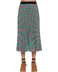 Moncler Jupe Plissée En Nylon À Carreaux - Vert