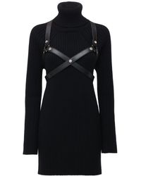 Junya Watanabe Wool Rib Knit Mini Dress W/ Harness - Black
