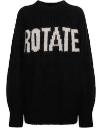 ROTATE BIRGER CHRISTENSEN - Logo Oversize Wool Blend Knit Sweater - Lyst