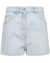 MSGM - Cotton Denim Shorts - Lyst