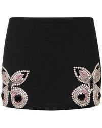 Area - Butterfly Embellished Wool Mini Skirt - Lyst