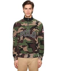 Polo Ralph Lauren Logo Zip-up Camo Print Techno Sweatshirt - Green