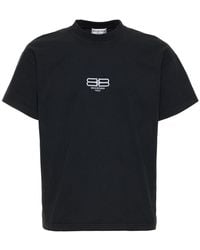 Balenciaga - Bb Paris Logo-embroidered Organic Cotton-jersey T-shirt - Lyst