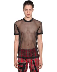 DSquared² T-Shirt En Résille De Coton Transparent - Noir