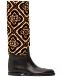 Etro - 10mm Leather & Jacquard Tall Boots - Lyst
