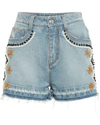 Ermanno Scervino Embroidered Detail Denim Shorts in White Womens Clothing Shorts Jean and denim shorts 