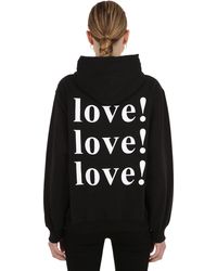 MSGM Felpa "Love" In Cotone Con Cappuccio - Nero
