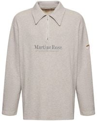 Martine Rose - Logo Print Half-Zip Cotton Polo Sweater - Lyst
