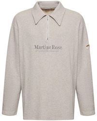 Martine Rose - Logo Print Half-Zip Cotton Polo Sweater - Lyst