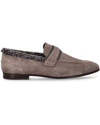 Brunello Cucinelli - 10Mm Suede & Shearling Loafers - Lyst