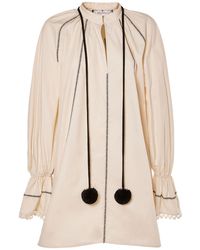 Max Mara - Robe courte en coton avec pompon rive - Lyst