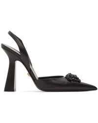 Versace - 105Mm Leather Slingback Pumps - Lyst