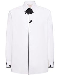Valentino - Flower Embroidered Cotton Shirt - Lyst