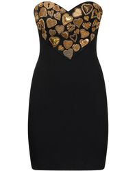 Moschino - Embellished Viscose Satin Mini Dress - Lyst