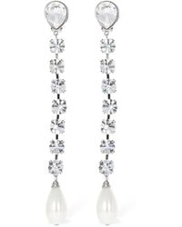 Alessandra Rich - Crystal Long Earrings W/ Faux Pearl - Lyst