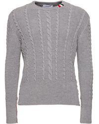 Thom Browne - Cable Knit Relaxed Crewneck Sweater - Lyst