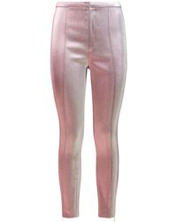 Area Cotton Blend Zipped Leggings - Pink
