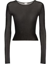Saint Laurent - Ripped Viscose Cropped Top - Lyst