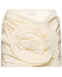 Magda Butrym - Draped Silk Mini Skirt W/ Rose - Lyst