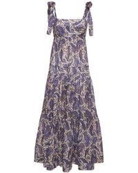 Zimmermann - Devi Printed Lace-Up Cotton Maxi Dress - Lyst