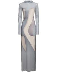 Acne Studios - Langes Kleid Aus Jersey Mit Kapuze Und Druck - Lyst