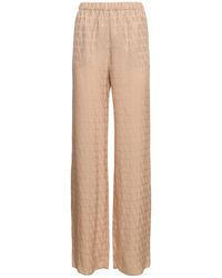 Valentino - Silk Jacquard Logo Straight Pants - Lyst
