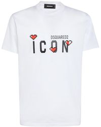 DSquared² - Bedrucktes T-shirt Aus Baumwolle - Lyst