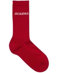 Jacquemus Les Chaussettes Printed Cotton Socks - Red