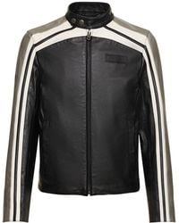 Moschino - Logo Leather Biker Jacket - Lyst
