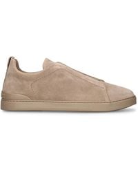 Zegna - Triple Stitch Leather Low-top Sneakers - Lyst