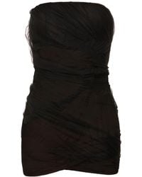 The Attico - Eita Strapless Draped Tulle Mini Dress - Lyst