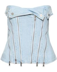 Dion Lee - Strapless Cotton Denim Zip Corset - Lyst