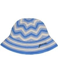 Ganni - Organic Cotton Crochet Bucket Hat - Lyst