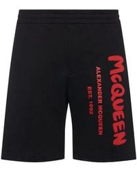 Alexander McQueen - Shorts Aus Baumwolle Mit Druck - Lyst