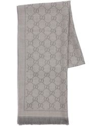 Gucci Wool Gg Jacquard Pattern Knit Scarf in Grey (Gray) | Lyst