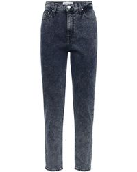 Calvin Klein Jeans Rectos "Mom" De Denim De Algodón Stretch - Gris