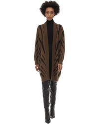 Max Mara Zebra Print Mohair Blend Knit Cardigan - Brown