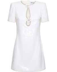 Self-Portrait - Sequined Short Sleeve Mini Dress - Lyst
