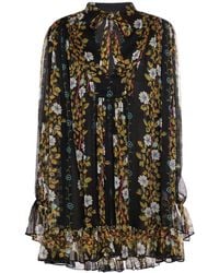 Etro - Silk Chiffon Printed Ruffled Mini Dress - Lyst