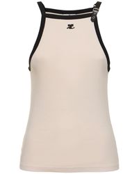 Courreges - Buckle Contrast Cotton Tank Top - Lyst