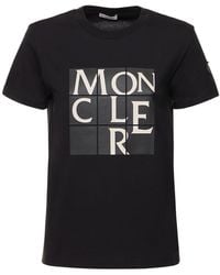 Moncler - T-shirt manches courtes en jersey de coton à logo - Lyst