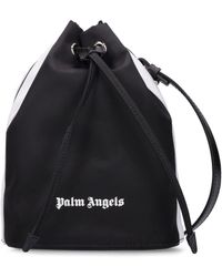 Black Womens Bags Bucket bags and bucket purses Palm Angels Synthetic Venice Track Nylon Drawstring Bag in Black/White 