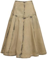 Ferragamo - Cotton Blend Denim Midi Skirt - Lyst