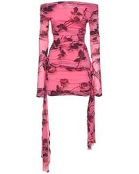 Blumarine - Rose Printed Draped Jersey Mini Dress - Lyst