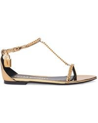 Tom Ford - 5Mm Padlock Chain Mirror Leather Flats - Lyst