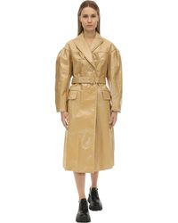 Simone Rocha Double Breast Laminate Felt Bustier Coat - Natural