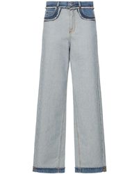 Marni - Cotton Denim Raw Cut Wide Jeans - Lyst