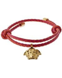 Versace Bracelet En Cuir À Charm Medusa - Rouge