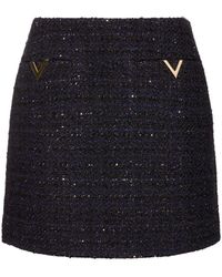Valentino - Tweed Lurex Mini Skirt - Lyst