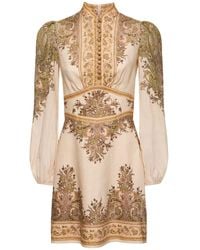 Zimmermann - Robe courte boutonnée en lin paisley natura - Lyst